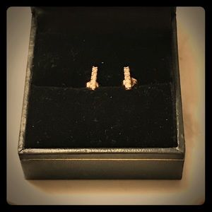 14k Rose Petite lab-diamond bar earrings